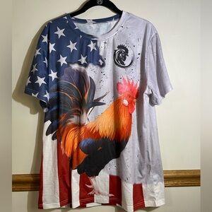 Independence Day Rooster‎ Men’s Large Crew Neck Casual Short Sleeve T-shirt NWOT